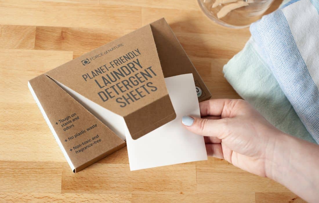 Laundry detergent sheets from Frey are 100% plastic free